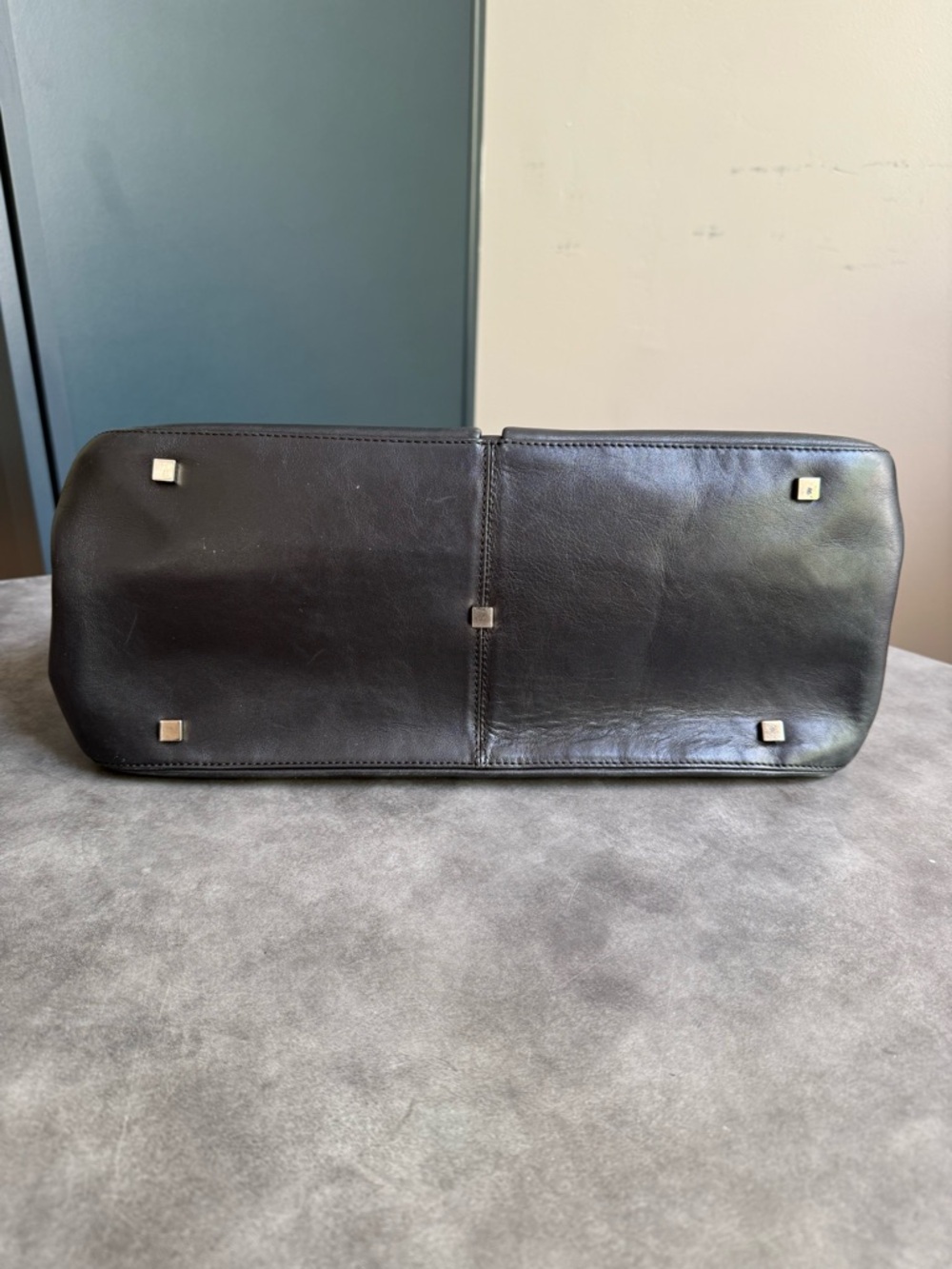 Bally Vintage Black Leather Tote and Shoulder Bag with Red Handles and Strap - Picture 14 of 15